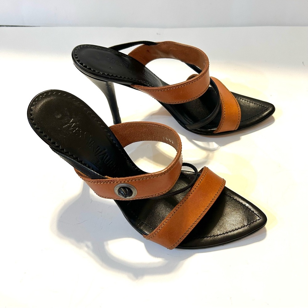 Yves Saint Laurent Leather Heels Worn Once Size 37-1/2 (7). Made in Italy. - Picture 2 of 14